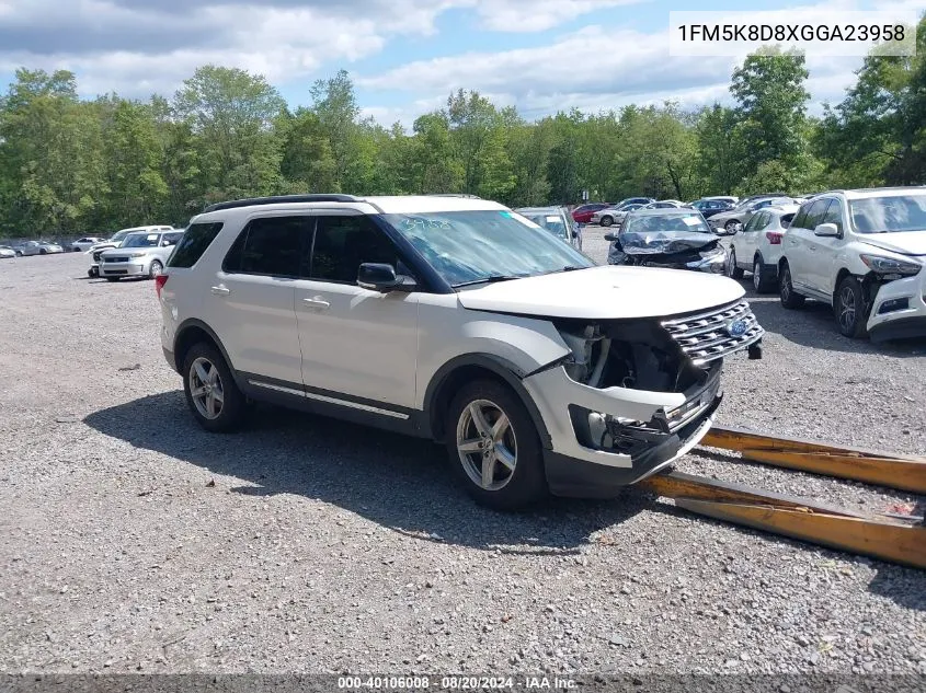 2016 Ford Explorer Xlt VIN: 1FM5K8D8XGGA23958 Lot: 40106008