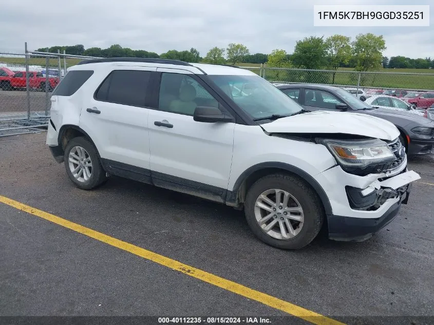 2016 Ford Explorer VIN: 1FM5K7BH9GGD35251 Lot: 40112235