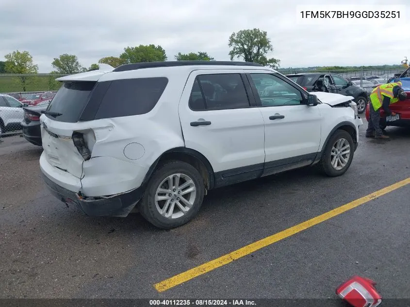 2016 Ford Explorer VIN: 1FM5K7BH9GGD35251 Lot: 40112235