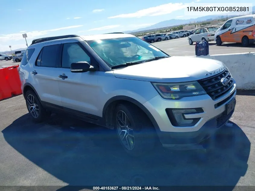 2016 Ford Explorer Sport VIN: 1FM5K8GTXGGB52881 Lot: 40153627