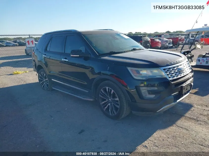 2016 Ford Explorer Platinum VIN: 1FM5K8HT3GGB33085 Lot: 40187938