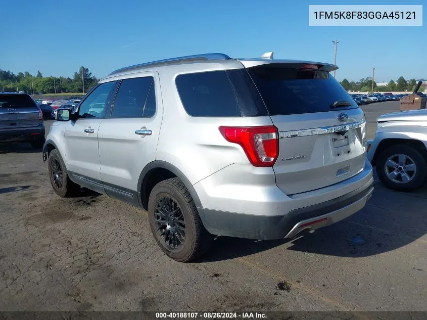 2016 Ford Explorer Limited VIN: 1FM5K8F83GGA45121 Lot: 40188107