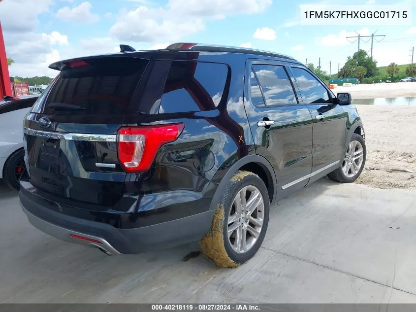 2016 Ford Explorer Limited VIN: 1FM5K7FHXGGC01715 Lot: 40218119