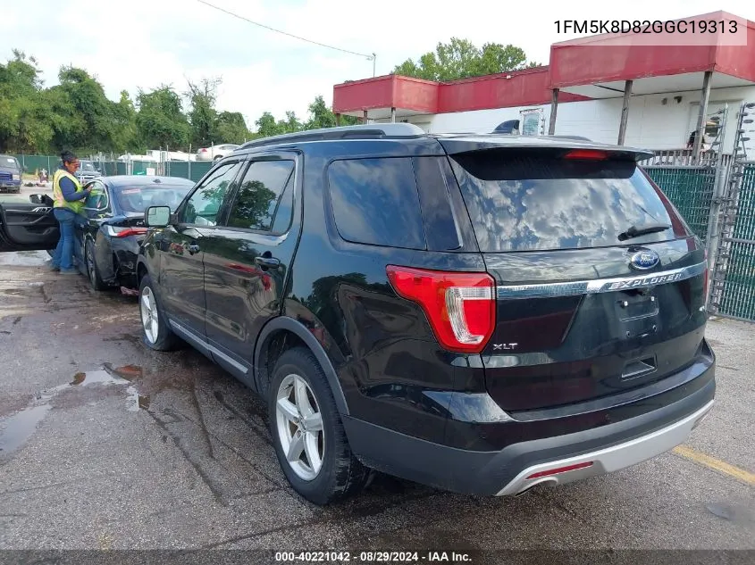 2016 Ford Explorer Xlt VIN: 1FM5K8D82GGC19313 Lot: 40221042