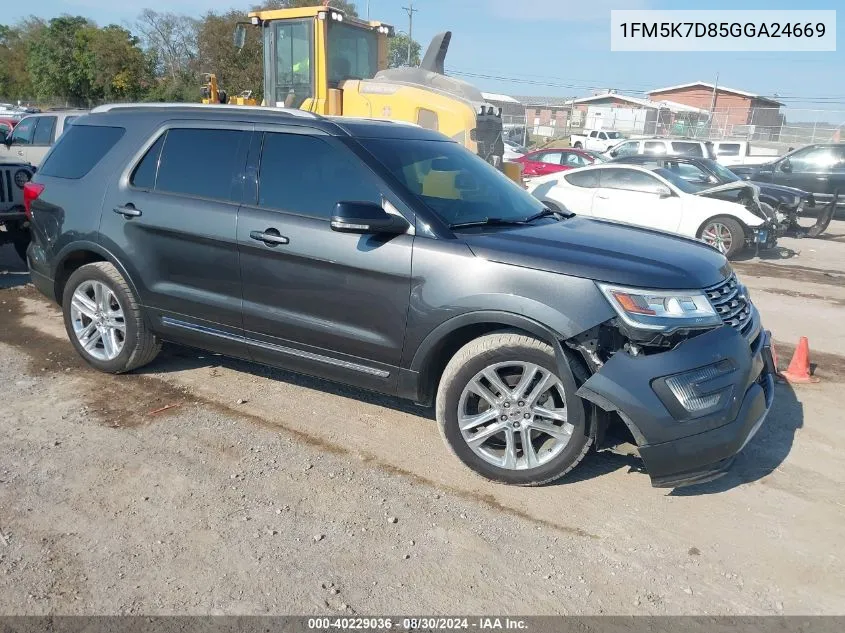 2016 Ford Explorer Xlt VIN: 1FM5K7D85GGA24669 Lot: 40229036