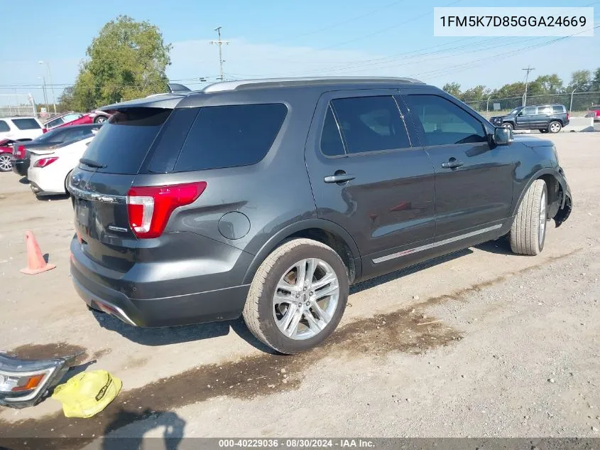 2016 Ford Explorer Xlt VIN: 1FM5K7D85GGA24669 Lot: 40229036