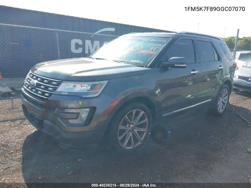 2016 Ford Explorer Limited VIN: 1FM5K7F89GGC07070 Lot: 40230215