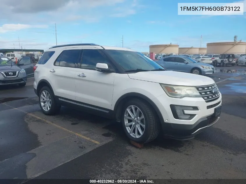 2016 Ford Explorer Limited VIN: 1FM5K7FH6GGB73122 Lot: 40232962