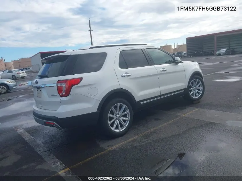 2016 Ford Explorer Limited VIN: 1FM5K7FH6GGB73122 Lot: 40232962