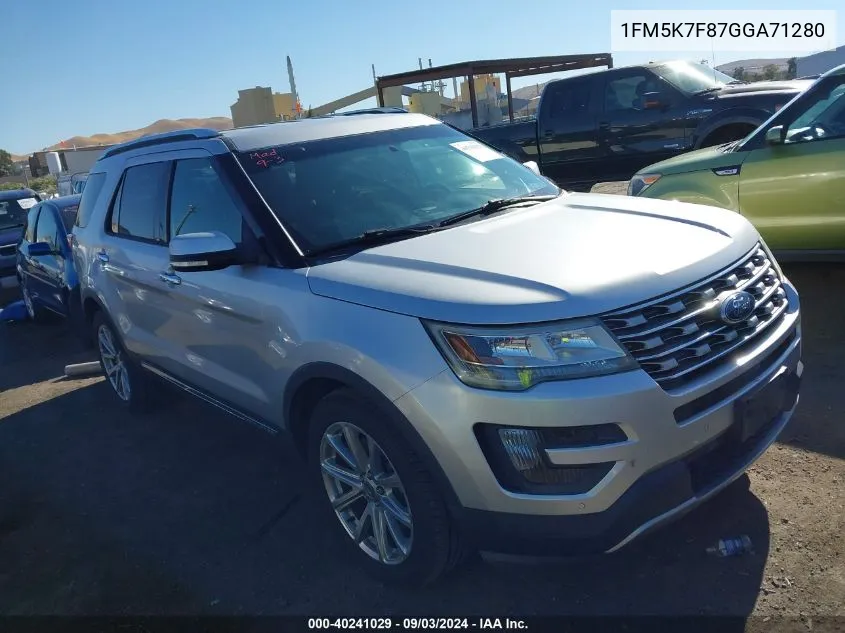 2016 Ford Explorer Limited VIN: 1FM5K7F87GGA71280 Lot: 40241029