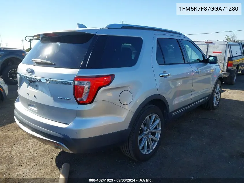 2016 Ford Explorer Limited VIN: 1FM5K7F87GGA71280 Lot: 40241029