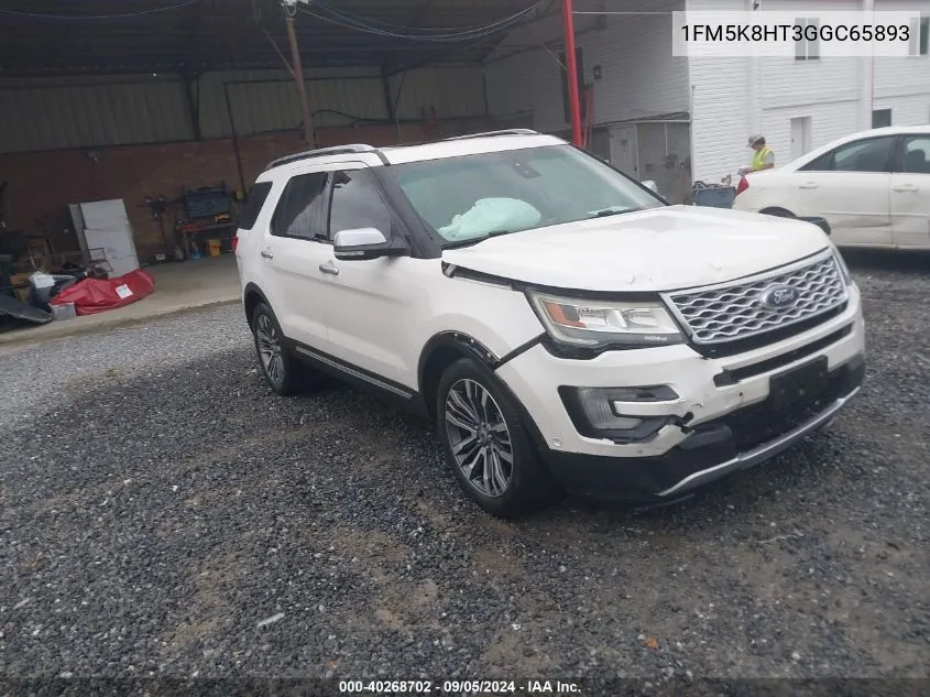 2016 Ford Explorer Platinum VIN: 1FM5K8HT3GGC65893 Lot: 40268702