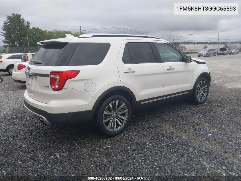 2016 Ford Explorer Platinum VIN: 1FM5K8HT3GGC65893 Lot: 40268702