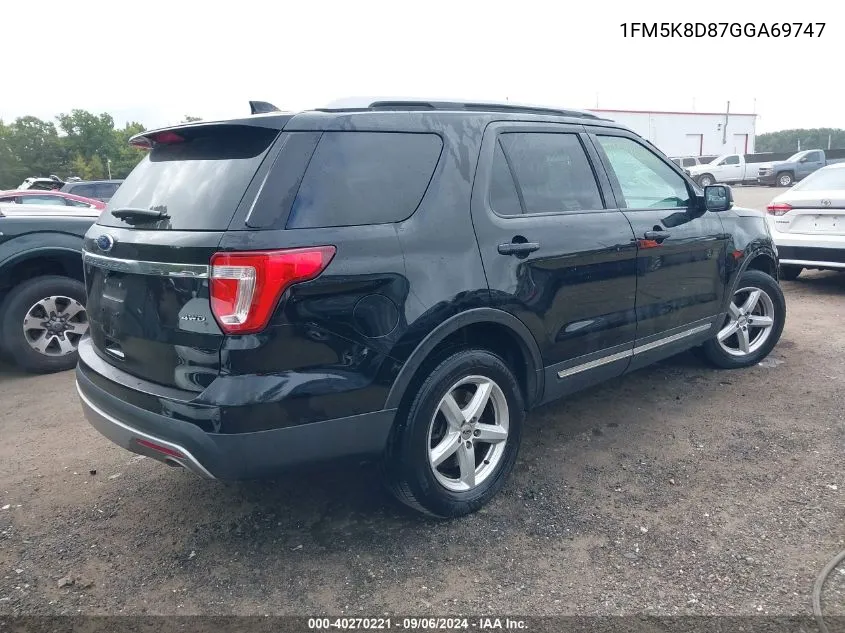 1FM5K8D87GGA69747 2016 Ford Explorer Xlt