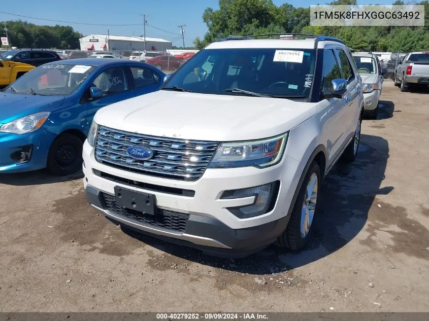 2016 Ford Explorer Limited VIN: 1FM5K8FHXGGC63492 Lot: 40279252