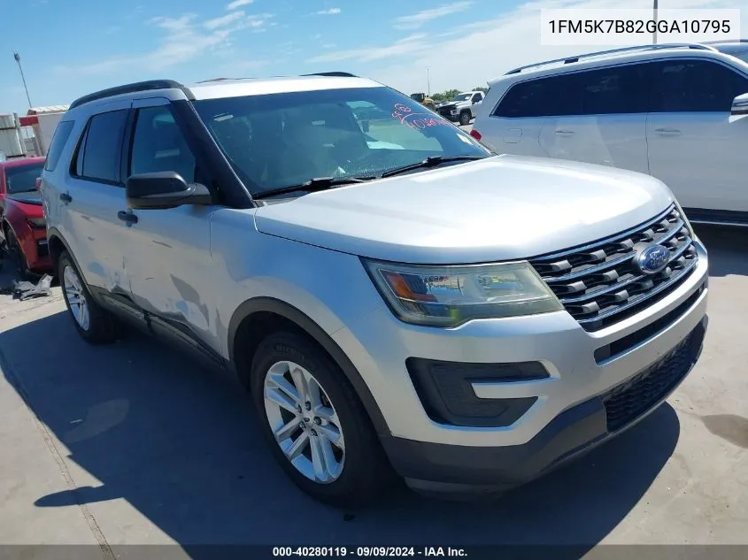 2016 Ford Explorer VIN: 1FM5K7B82GGA10795 Lot: 40280119