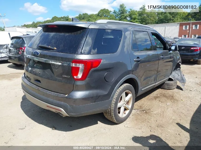 2016 Ford Explorer Xlt VIN: 1FM5K8D89GGD08182 Lot: 40280427