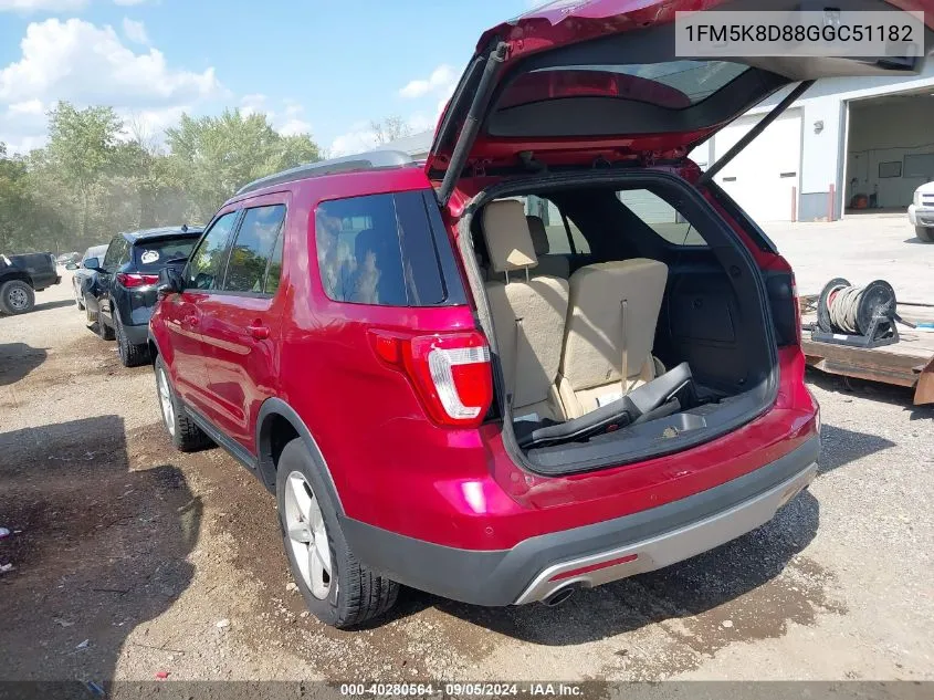 1FM5K8D88GGC51182 2016 Ford Explorer Xlt