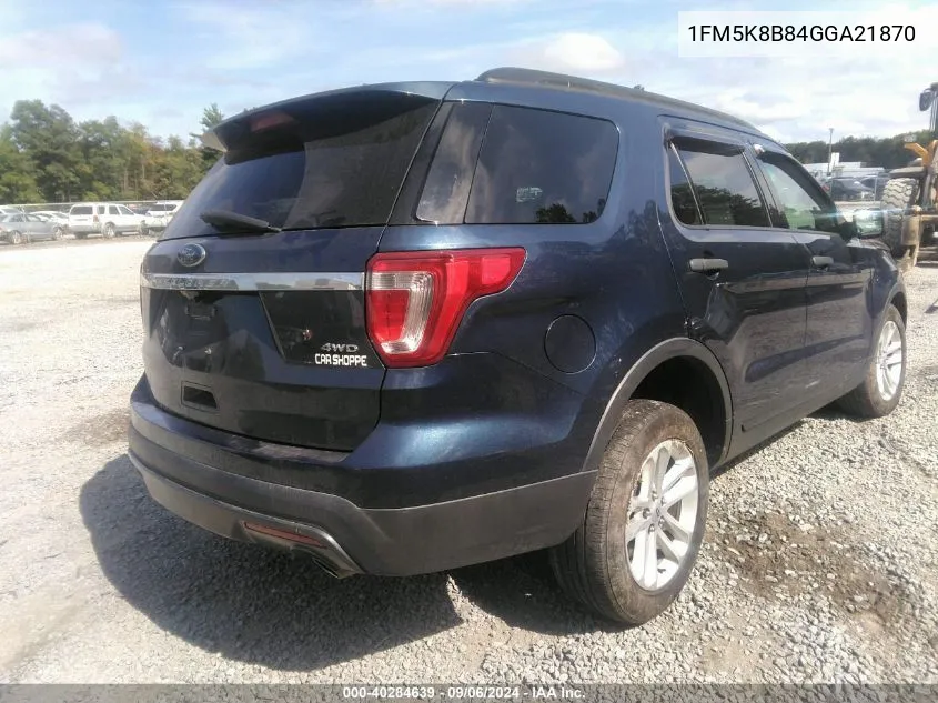 2016 Ford Explorer VIN: 1FM5K8B84GGA21870 Lot: 40284639