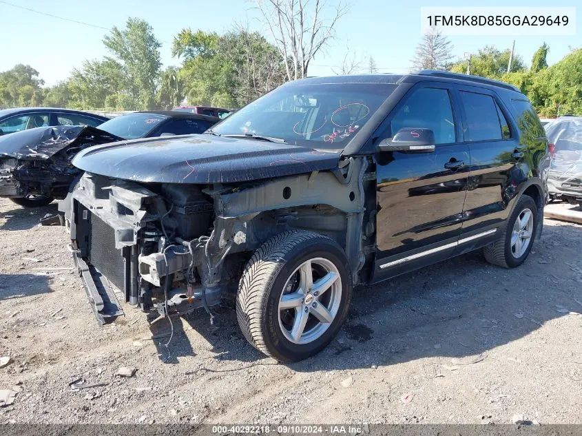 1FM5K8D85GGA29649 2016 Ford Explorer Xlt