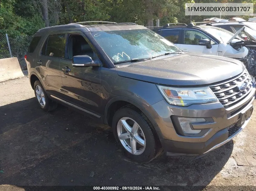 1FM5K8D8XGGB31707 2016 Ford Explorer Xlt