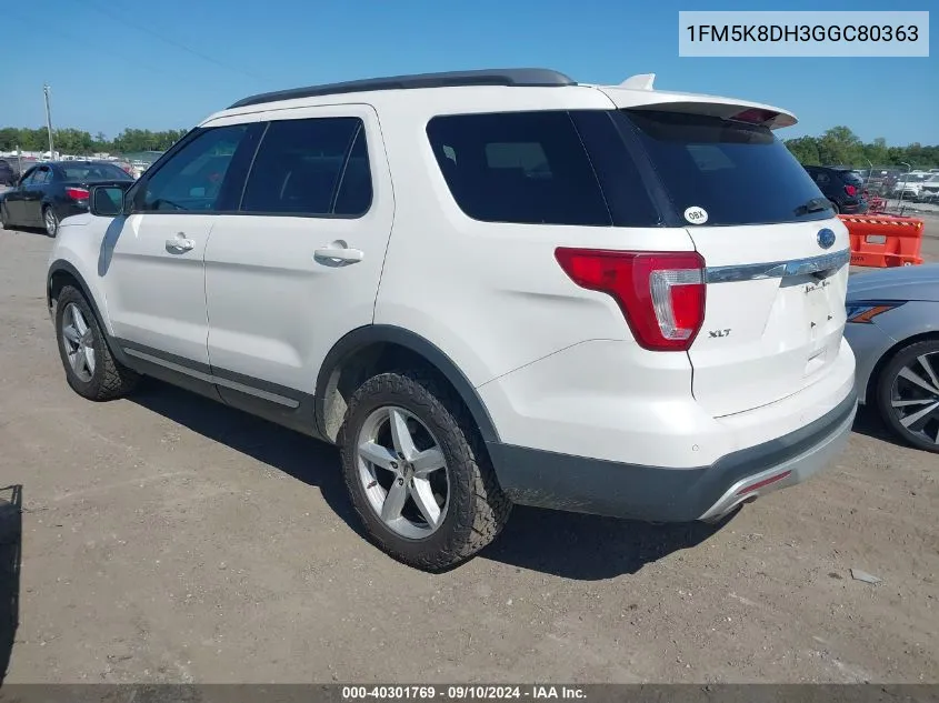 1FM5K8DH3GGC80363 2016 Ford Explorer Xlt