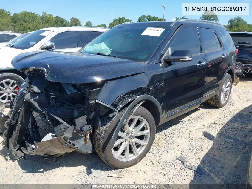 2016 Ford Explorer Limited VIN: 1FM5K8F81GGC89317 Lot: 40314164