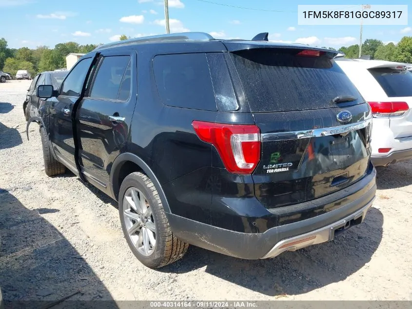 1FM5K8F81GGC89317 2016 Ford Explorer Limited