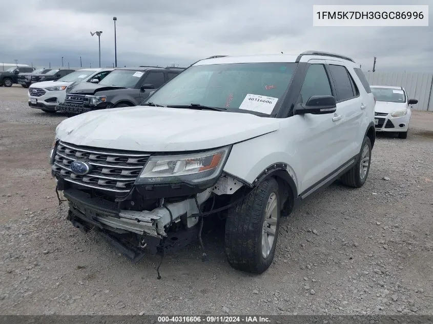 2016 Ford Explorer Xlt VIN: 1FM5K7DH3GGC86996 Lot: 40316606