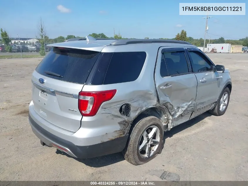 2016 Ford Explorer Xlt VIN: 1FM5K8D81GGC11221 Lot: 40324255