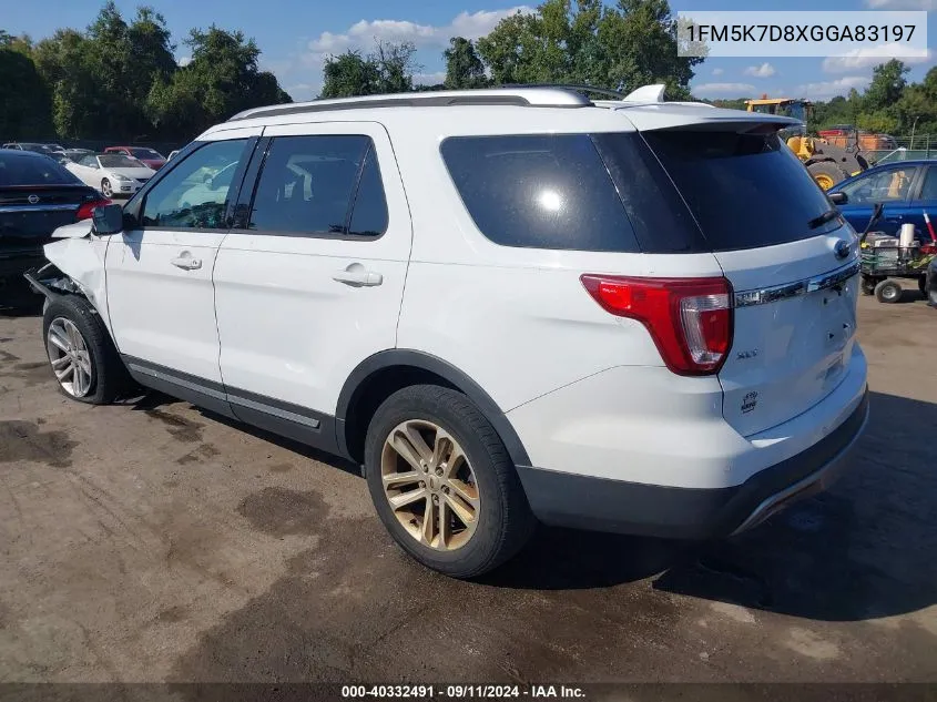 2016 Ford Explorer Xlt VIN: 1FM5K7D8XGGA83197 Lot: 40332491