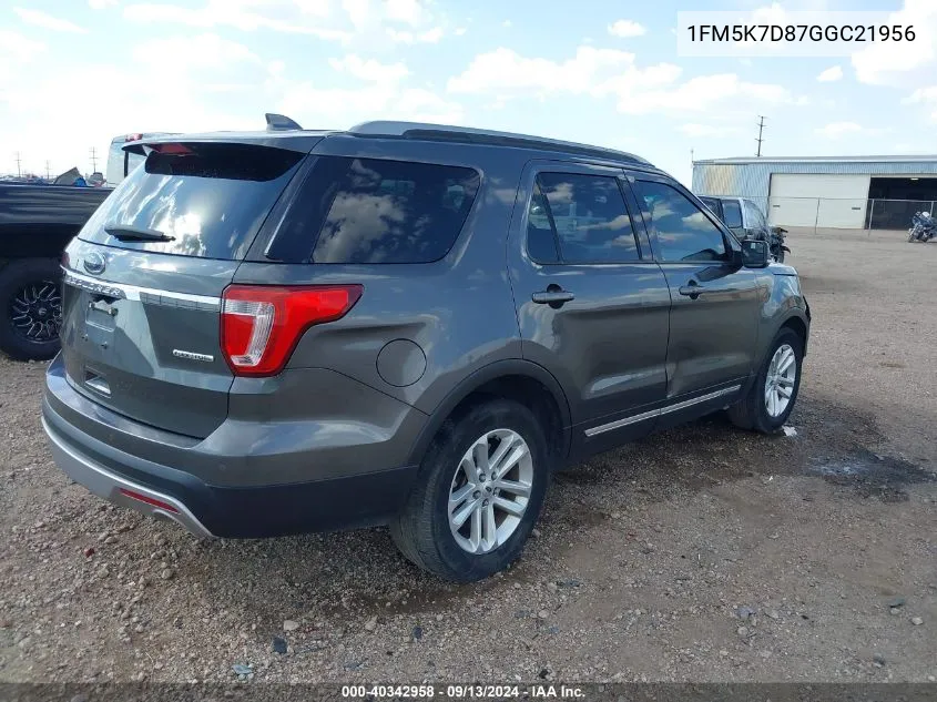 1FM5K7D87GGC21956 2016 Ford Explorer Xlt