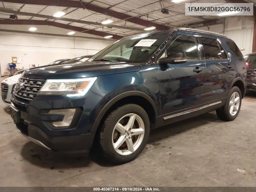 2016 Ford Explorer Xlt VIN: 1FM5K8D82GGC56796 Lot: 40367214