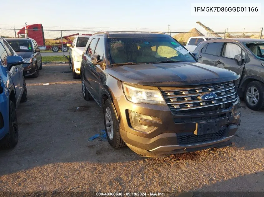 2016 Ford Explorer Xlt VIN: 1FM5K7D86GGD01166 Lot: 40368638