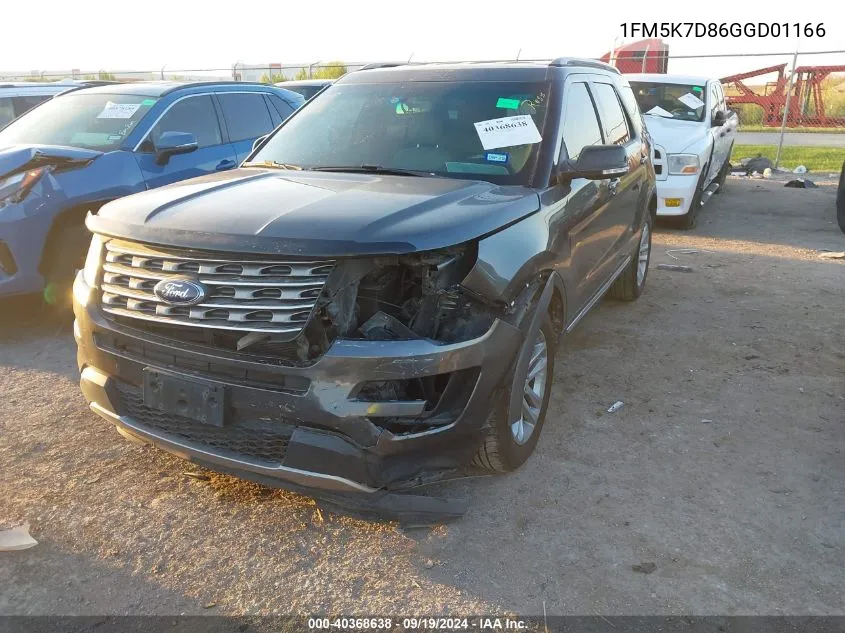 2016 Ford Explorer Xlt VIN: 1FM5K7D86GGD01166 Lot: 40368638