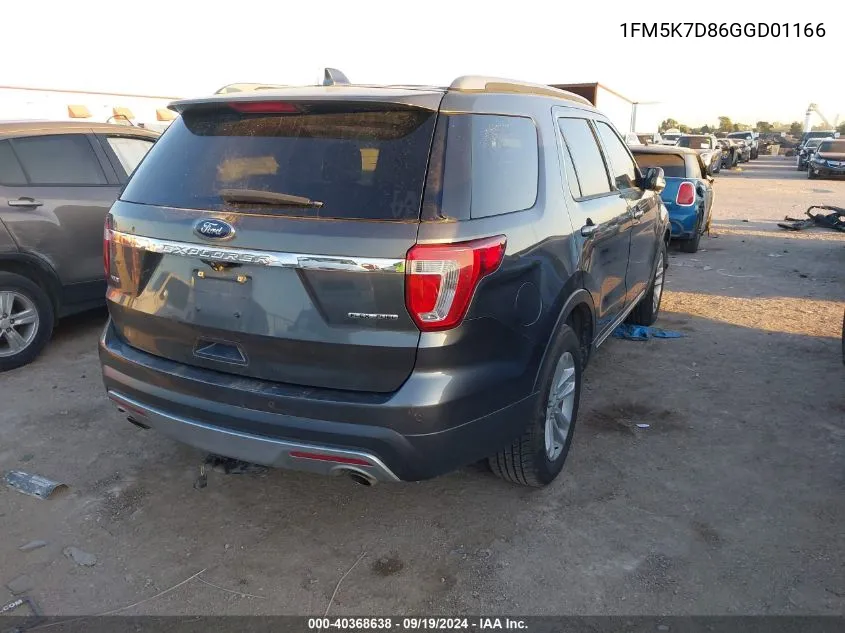 2016 Ford Explorer Xlt VIN: 1FM5K7D86GGD01166 Lot: 40368638