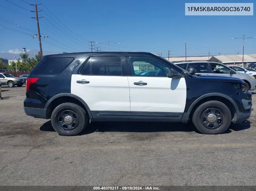 2016 Ford Explorer Police Interceptor VIN: 1FM5K8AR0GGC36740 Lot: 40370217