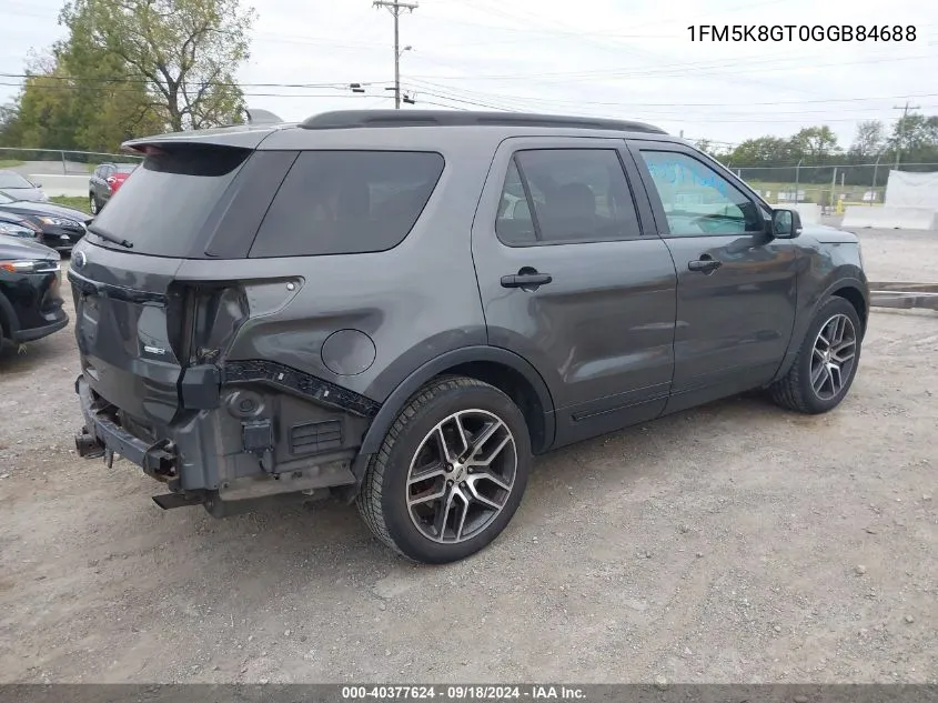 2016 Ford Explorer Sport VIN: 1FM5K8GT0GGB84688 Lot: 40377624