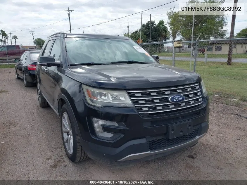 2016 Ford Explorer Limited VIN: 01FM5K7F88GGC8992 Lot: 40436481