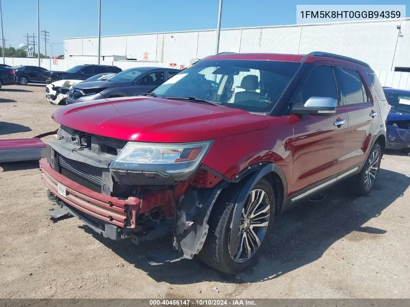 2016 Ford Explorer Platinum VIN: 1FM5K8HT0GGB94359 Lot: 40456147