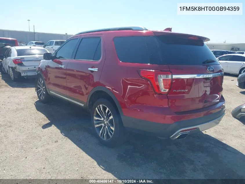 2016 Ford Explorer Platinum VIN: 1FM5K8HT0GGB94359 Lot: 40456147