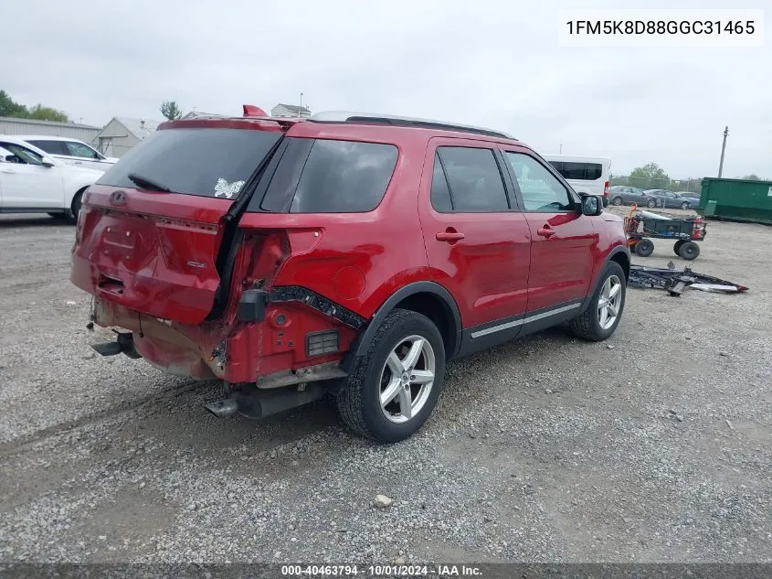 2016 Ford Explorer Xlt VIN: 1FM5K8D88GGC31465 Lot: 40463794