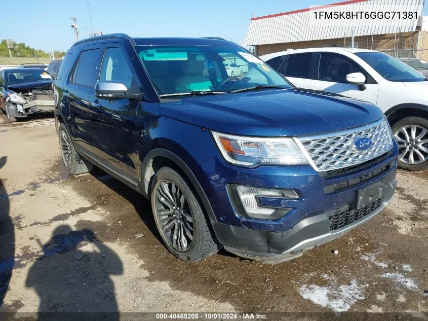 2016 Ford Explorer Platinum VIN: 1FM5K8HT6GGC71381 Lot: 40465205