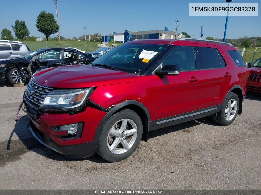 2016 Ford Explorer Xlt VIN: 1FM5K8D89GGC83378 Lot: 40467410