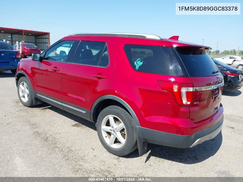 2016 Ford Explorer Xlt VIN: 1FM5K8D89GGC83378 Lot: 40467410