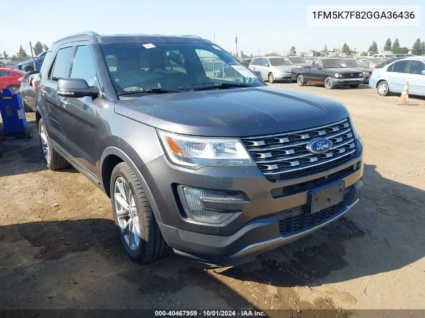 1FM5K7F82GGA36436 2016 Ford Explorer Limited