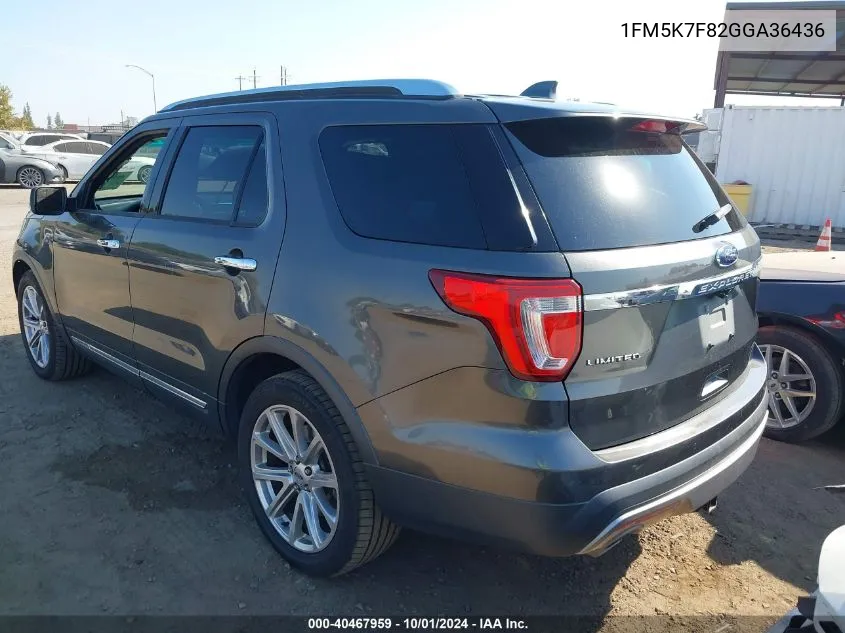 1FM5K7F82GGA36436 2016 Ford Explorer Limited