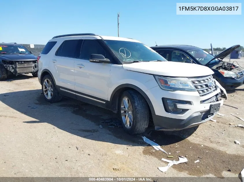 2016 Ford Explorer Xlt VIN: 1FM5K7D8XGGA03817 Lot: 40483904