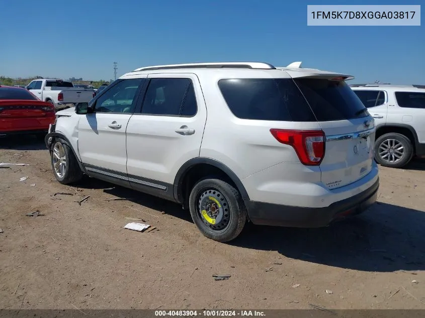 2016 Ford Explorer Xlt VIN: 1FM5K7D8XGGA03817 Lot: 40483904