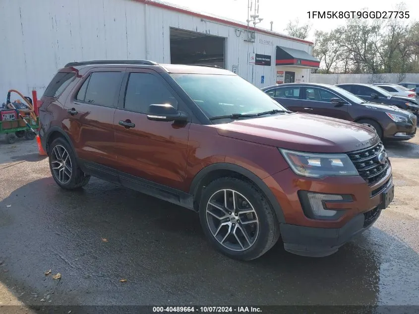 2016 Ford Explorer Sport VIN: 1FM5K8GT9GGD27735 Lot: 40489664